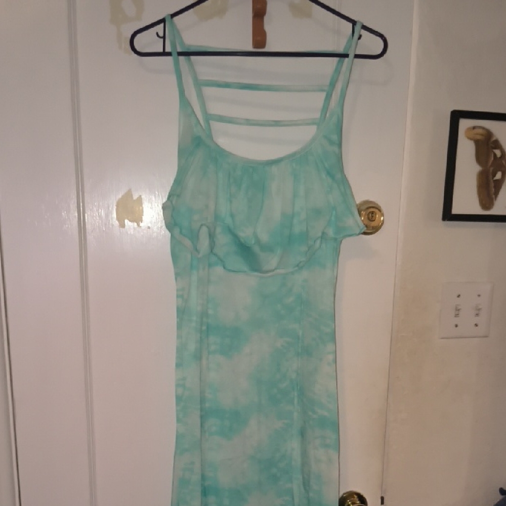 Miken New | Elegant Mint Tie-Dye Maxi Dress